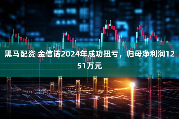 黑马配资 金信诺2024年成功扭亏，归母净利润1251万元